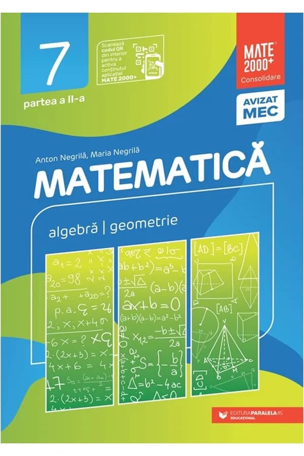 Coperta cărții Matematică. Algebră, geometrie. Clasa a VII-a. Consolidare. Partea a II-a
