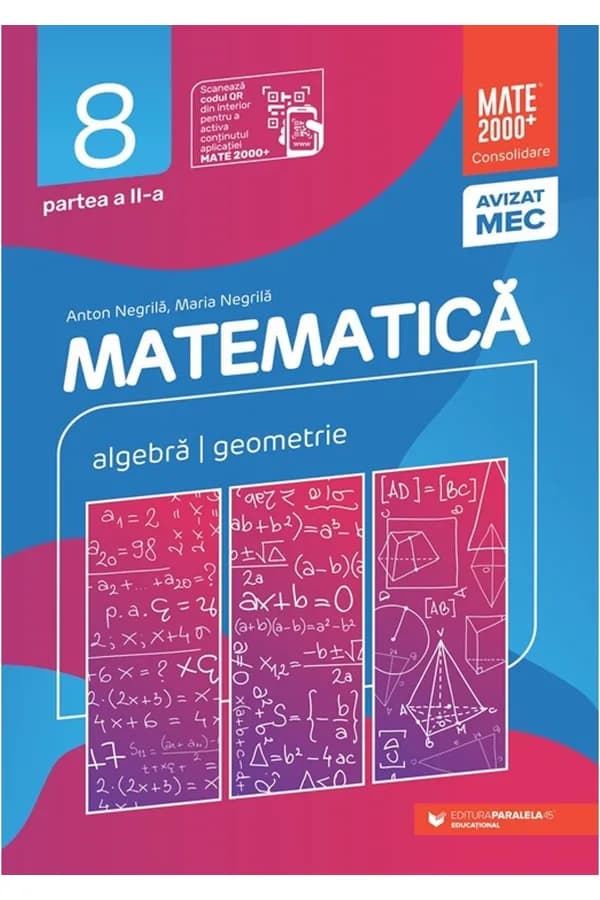Coperta cărții Matematică. Algebră, geometrie. Clasa a VIII-a. Consolidare. Partea a II-a