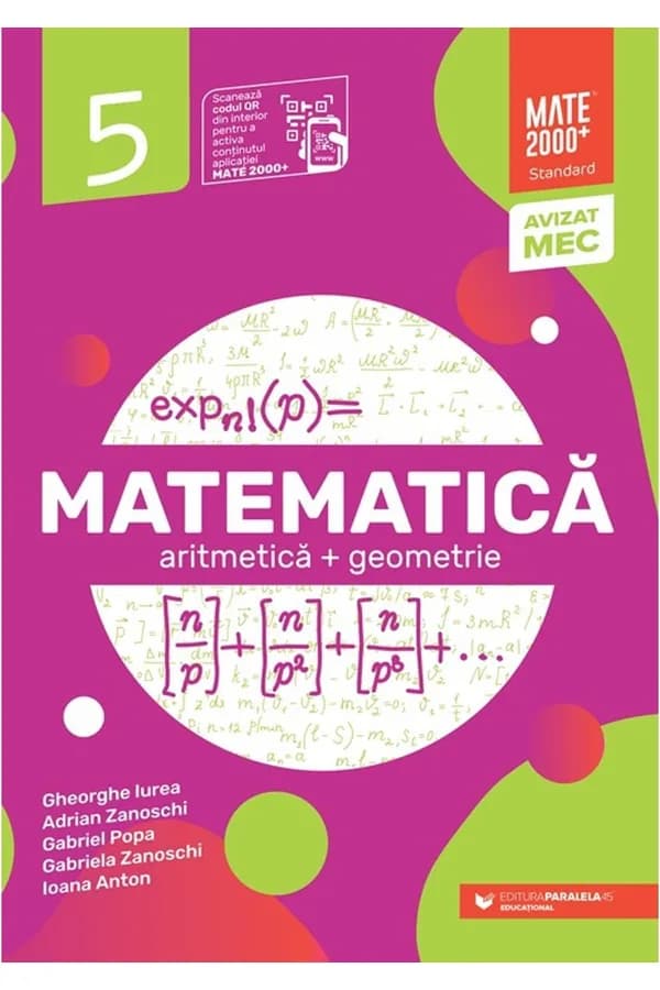 Coperta cărții Matematică. Aritmetică, geometrie. Clasa a V-a. Mate 2000 - Standard