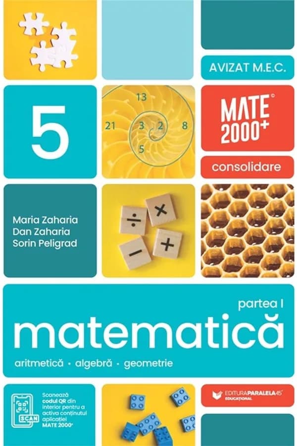 Coperta cărții Matematică. Aritmetică, algebră, geometrie. Clasa a V-a, partea I. Mate 2000 - Consolidare