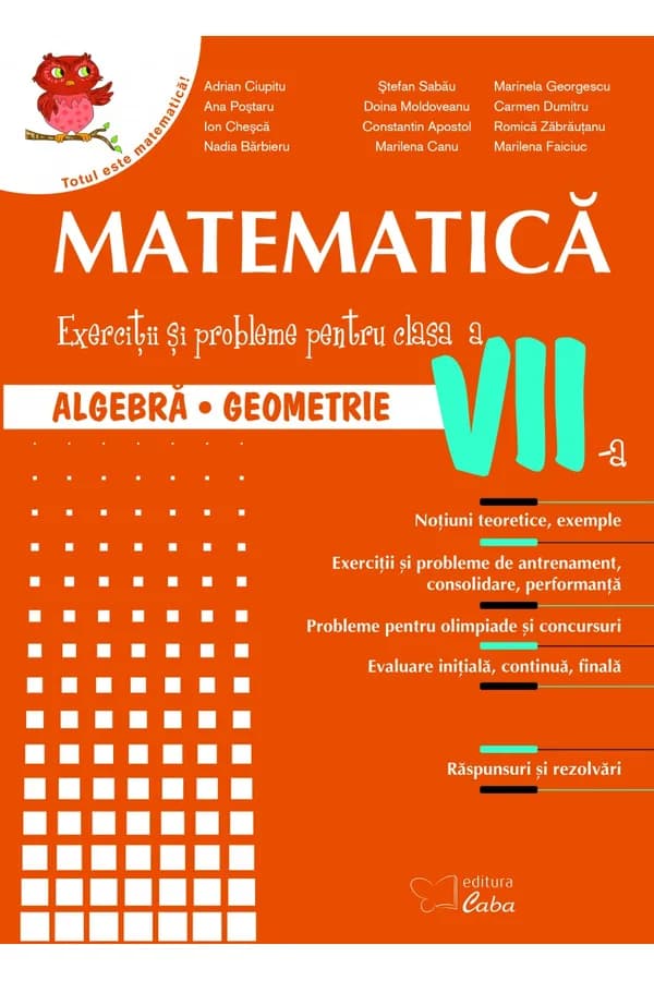 Coperta cărții Matematică - culegere pentru clasa a VII-a